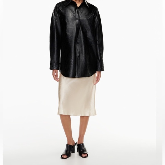 Aritzia Babaton Satin Slip Midi Skirt Ivory Size 8 Office Elegant Holiday - Picture 12 of 12